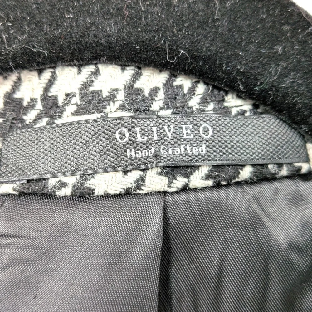 Houndstooth Wool Blend Blazer Jacket Oversized‎ Vintage Academia Coat
